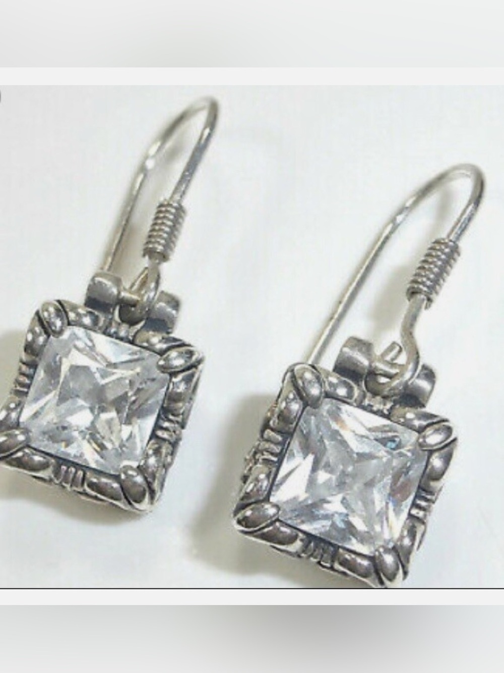 Silpada Sterling Silver “Uptown” CZ Square Drop Earrings